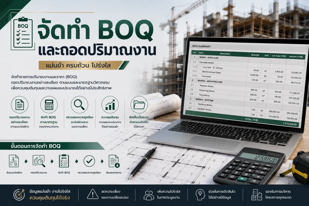 จัดทำ BOQ และถอดปริมาณงาน